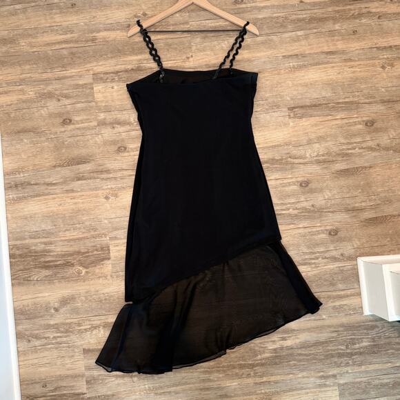 Jessica McClintock Dress Size 14 Black Rhinestones Sequins Asymmetrical - Picture 16 of 16